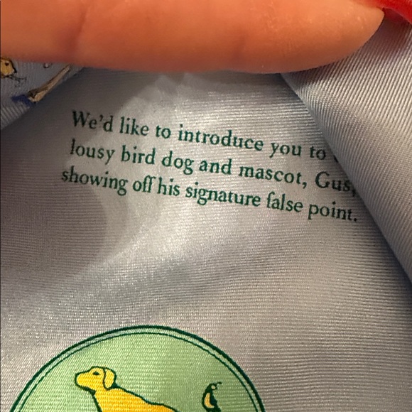 BIRD DOG BAY MENS TIE ACCESSORY DOG AND GOLF THEME BLUE YELLOW SILK USA HANDMADE - Picture 6 of 7